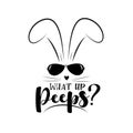 What up peeps? - funny phrase with bunny in sunglasses.