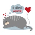 Be Moeow Valantine!- funny phrase with cute  sleeping cat with hearts. Royalty Free Stock Photo