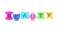 Vector message text BEAUTY word, fashion paper background, pastel colors