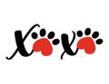 XOXO (hugs and kisses) - Adorable calligraphy phrase for Valentine day.