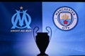 NYON, SWISS, NOVEMBER 2. 2020: Olympique Marseille vs. Manchester City. Football UEFA Champions League 2021 Group Stage match. UCL