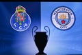 NYON, SWISS, NOVEMBER 2. 2020: Porto FC vs. Manchester City. Football UEFA Champions League 2021 Group Stage match. UCL Trophy