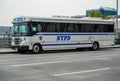 NYPD bus in midtown Manhattan Royalty Free Stock Photo