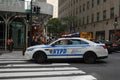 NYPD car providing security in Midtown Manhattan