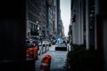 NYPD cars in streets of Downtown Manhattan in winter Royalty Free Stock Photo