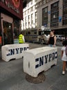 NYPD Concrete Safety Barriers, Times Square, NYC, USA Royalty Free Stock Photo