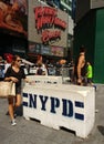 NYPD Concrete Safety Barriers, Times Square, NYC, USA Royalty Free Stock Photo