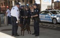 NYPD Counter-terrorism bureau K-9 officers talk during opening d