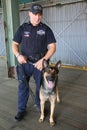 NYPD counter terrorism bureau K-9 police officer and K-9 dog providing security in New York Royalty Free Stock Photo