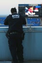 NYPD counter terrorism officer providing security at National Tennis Center during US Open 2014 Royalty Free Stock Photo