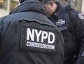 NYPD counter terrorism officers providing security on Broadway during Super Bowl XLVIII week in Manhattan Royalty Free Stock Photo