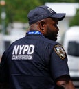 NYPD counter terrorism police officer provides security at National Tennis Center during 2018 US Open in New York
