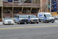 NYPD Different New York Police Department cars parked next to each other at a police station,  Harlem, New York City Royalty Free Stock Photo