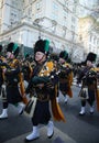 NYPD Emerald Society Band marching at the St. Patrick`s Day Parade in New York. Royalty Free Stock Photo