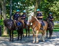 NYPD mounted unit police officers ready to protect public in Flushing Meadows Park in New York