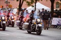 NYPD Officer on Motorcycle. Veterans Day Parade in NYC. Police riding Motorbike Royalty Free Stock Photo