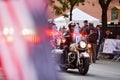 NYPD Officer on Motorcycle. Veterans Day Parade in NYC. Police riding Motorbike Royalty Free Stock Photo