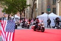 NYPD Officer on Motorcycle. Veterans Day Parade in NYC. Police riding Motorbike Royalty Free Stock Photo