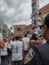 Female Police Officer Watching The People At The Our Lady Of Mount Carmel, Feast of the Giglio, Brooklyn, NY, USA