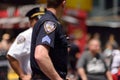 NYPD officers stands guard in Times Square, Manhattan, New York, USA Royalty Free Stock Photo