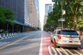 NYPD patrol on an empty 42nd Street, NYC, during covid-19 Pandemic