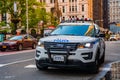 NYPD police cars near Times Square at night, Manhattan Royalty Free Stock Photo