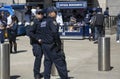 NYPD Police Counter terrorism Bureau officers patrol Yankee stadium during opening day game