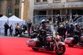 NYPD Police on Motorbike. Veterans Day Parade in NYC. Police on red carpet Royalty Free Stock Photo