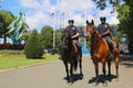 NYPD police officers on horseback ready to protect public at Billie Jean King National Tennis Center during US Open 2014