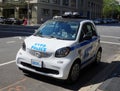 NYPD smallest car Smart ForTwo in Lower Manhattan. Royalty Free Stock Photo