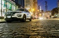 NYPD vehicle in the evening