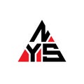 NYS triangle letter logo design with triangle shape. NYS triangle logo design monogram. NYS triangle vector logo template with red