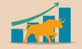 Nyse bull market on coronavirus growth trend. Indicator investment for stock market and crisis vector illustration concept. Royalty Free Stock Photo