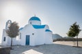 Nysiros island blue church and sky