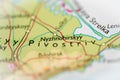 Nyzhniohirskyi, Crimea highlighted on a world map Royalty Free Stock Photo