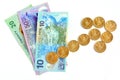 NZ Dollar banknotes with upward trend arrow