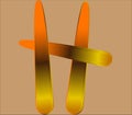 H letter logo, yellow and orange gradiens. . Royalty Free Stock Photo