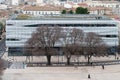 Nimes, Occitanie, France - High angle view over the contemporary building of the Roman Museum and square