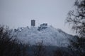 NÃÂ¼rburg, Germany - 12 29 2020: backside of the NÃÂ¼rburg in white forest