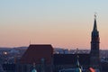 Nuremberg panorama with Sebalduskirche in the evening sun Royalty Free Stock Photo