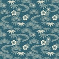 Seamless vector japanese traditional pattern design.blue colour. design for wrapping, interior, textile Royalty Free Stock Photo