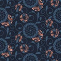 Seamless vector pattern template with floral ornaments. design for wrapping, interior, textile Royalty Free Stock Photo