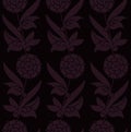 Seamless vector dark violet pattern with flowers. seamless template in swatch panel. design for print, woodblock, textile Royalty Free Stock Photo