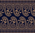 Seamless vector traditonal indian pattern. seamless template in swatch panel. design for textile, print, woodblock Royalty Free Stock Photo