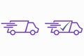 Fast shipping delivery truck flat icon for apps and websites