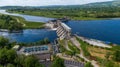O\'Brien\'s Bridge water dam, Clare Ireland -May,28, 2022,Parteen Weir Royalty Free Stock Photo
