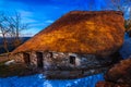 O Cebreiro, Spain - Traditional Celtic Thatched Roof Payoza House in the Town of O Cebreiro, Spain, along the Way of St James Royalty Free Stock Photo