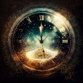 12 o'clock vintage clock face sparkles and glitter Royalty Free Stock Photo