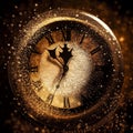 12 o'clock vintage clock face sparkles and glitter Royalty Free Stock Photo