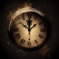 12 o'clock vintage clock face sparkles and glitter Royalty Free Stock Photo